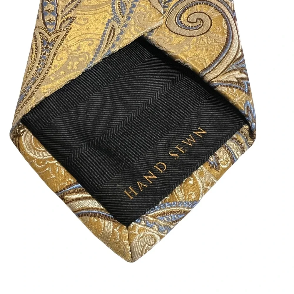 Robert Talbott Necktie Mens OS Gold Blue Paisley‎ Best of Class Nordstrom Silk